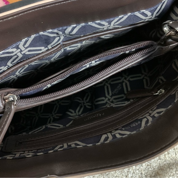 PERLINA Beige Brown Black COLORBLOCK Audrey LEATHER Convertible BAG Purse - Picture 6 of 7